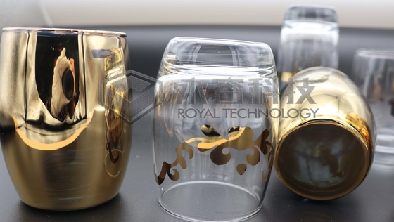Beschichtung des Gold 2-sides auf Glaswaren mit Ion Plating Machine-, Porcelian-Warengold und silberne Beschichtung mit Mustern